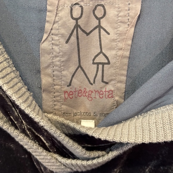Womens, Pete & Greta Velvet Hoodie. Size: L, Color: Blue/Grey - Picture 3 of 9